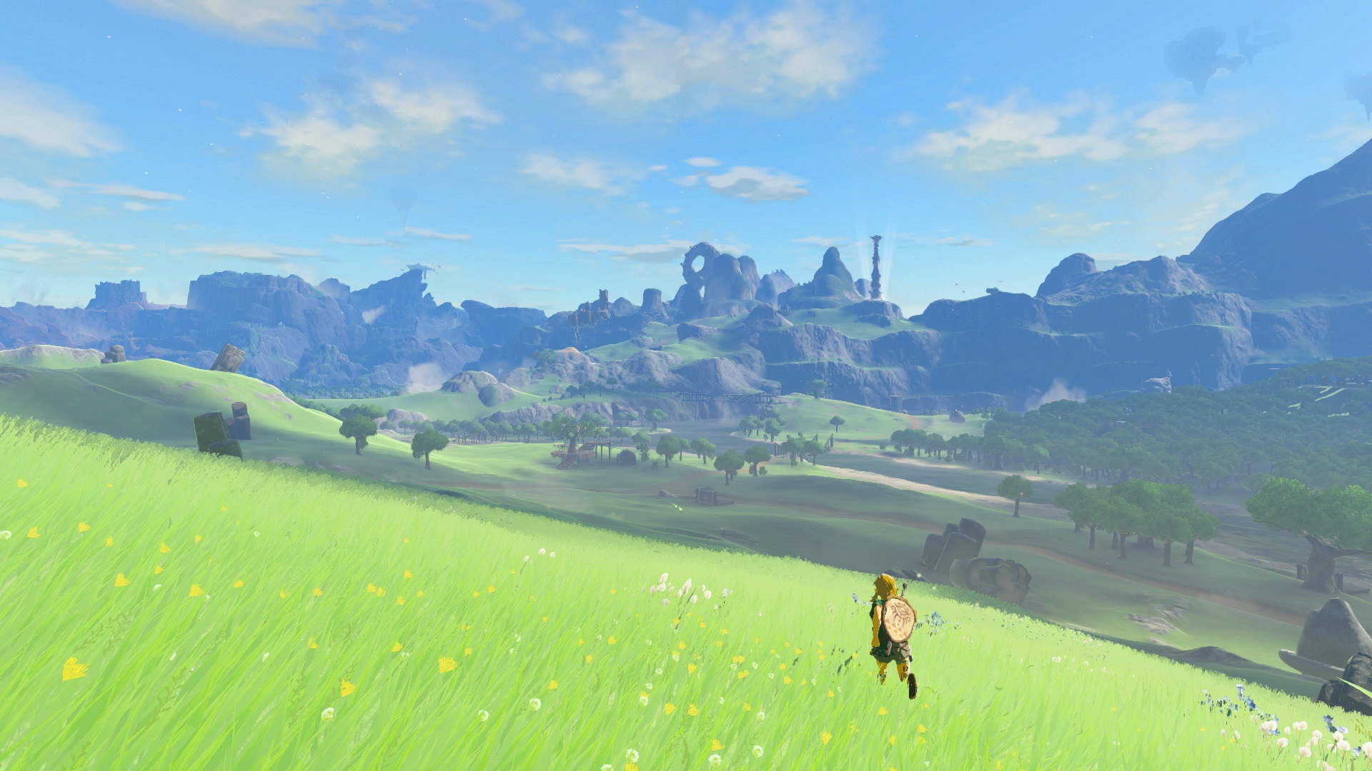 Link running in a field in Zelda Tears of the Kingdom