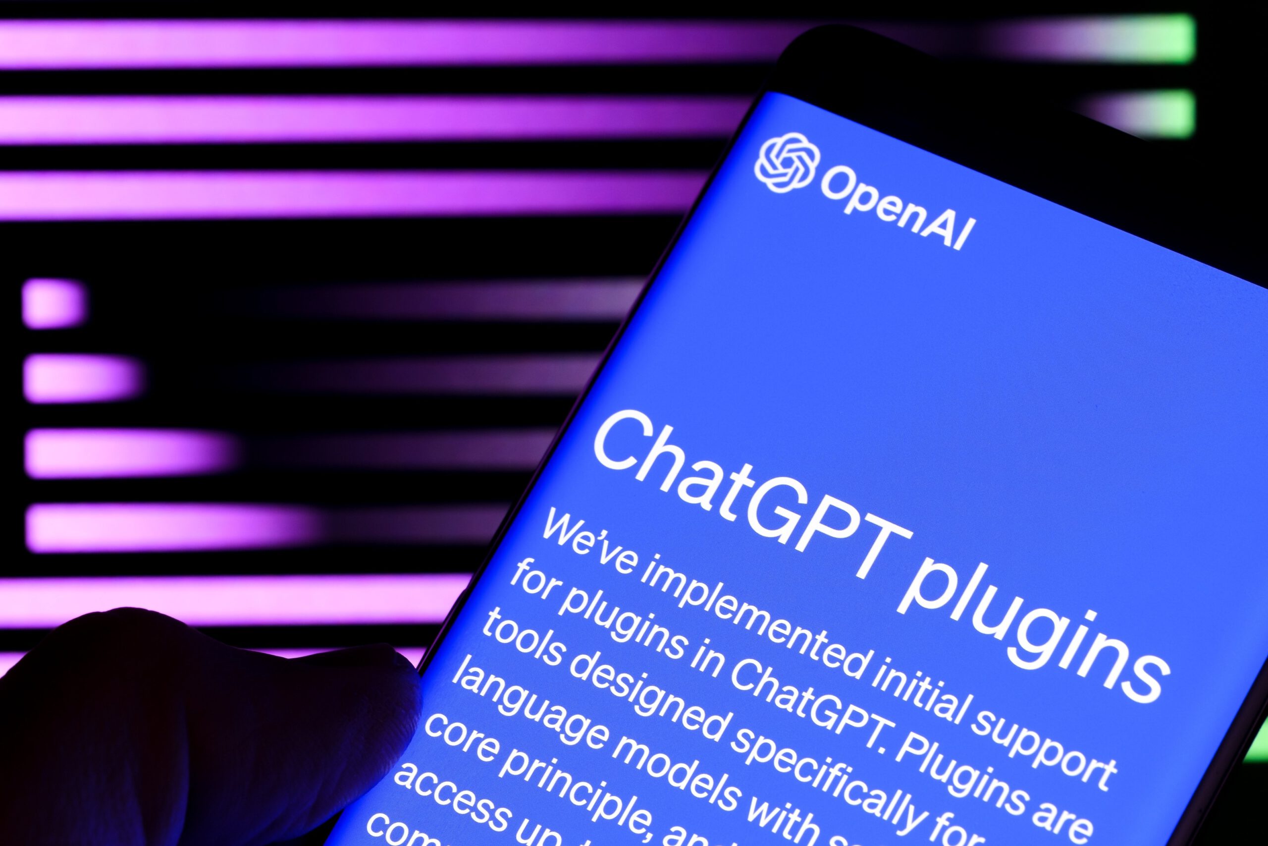 ChatGPT plugins page on a smartphone