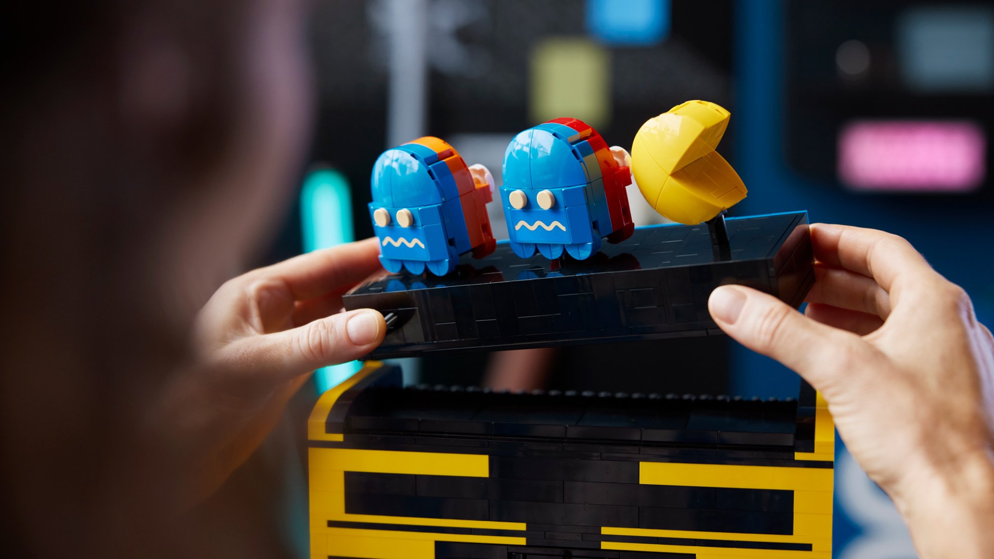Pac-Man characters made of Lego.