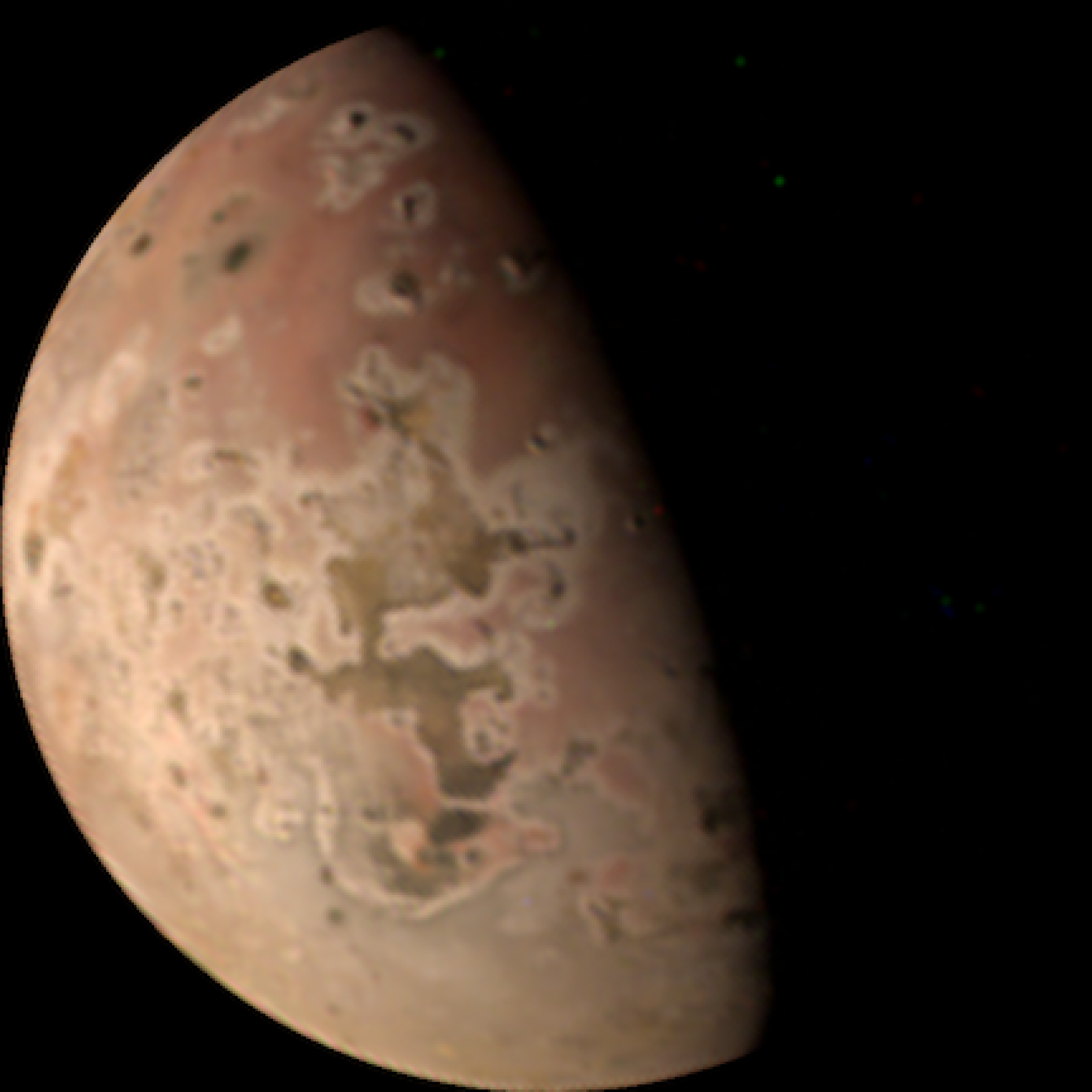 Io as viewed from 22,135 miles (35,623 kilometers) away.