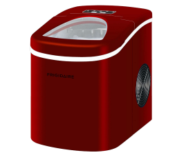 small red ice maker with clear view