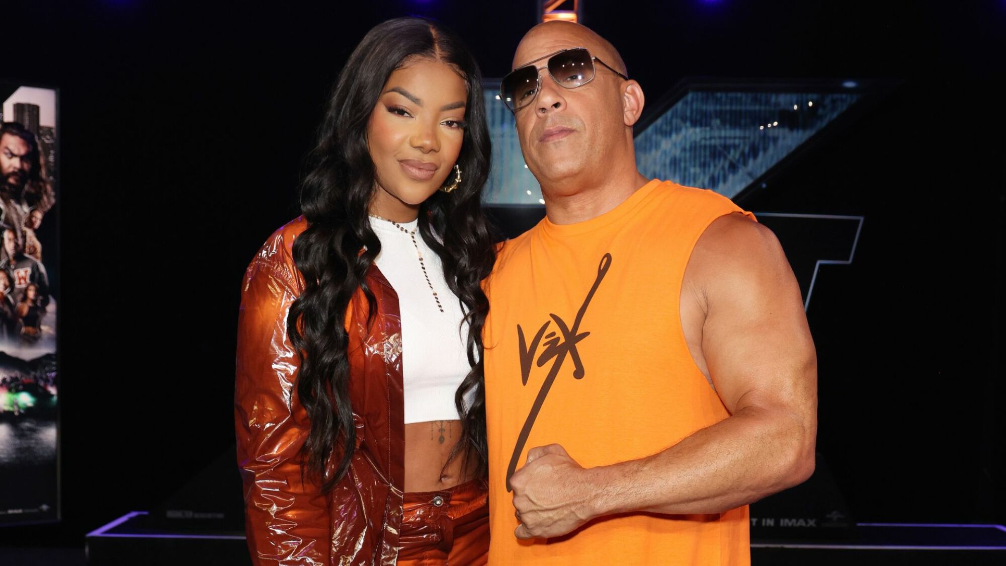 Ludmilla and Vin Diesel during the Fast X Experience at Telemundo Center in Doral, Florida. 