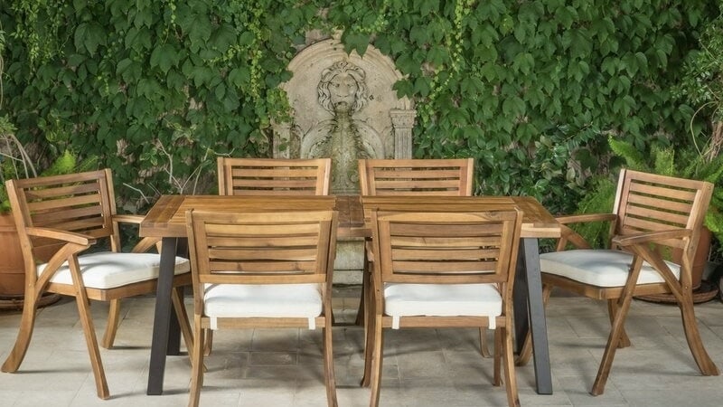 two gray chairs on backyard deck
