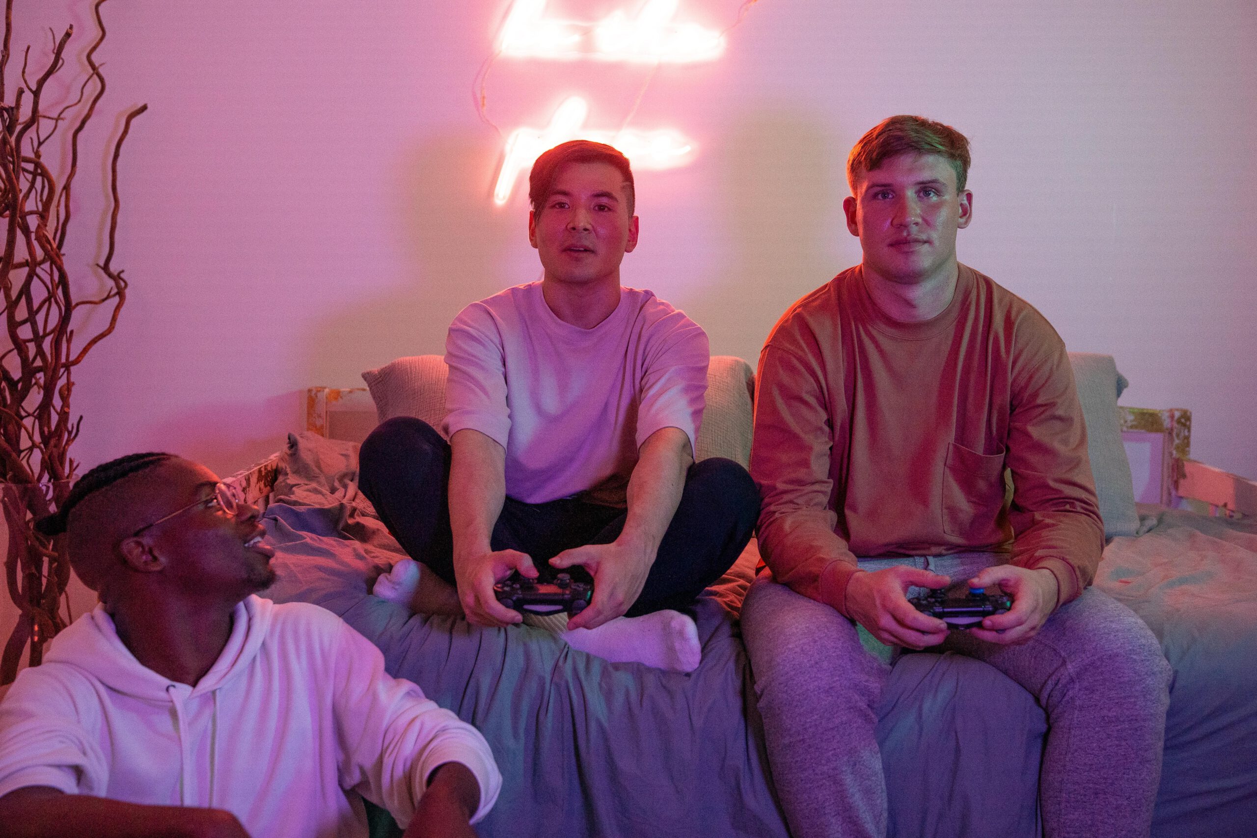 Group playing video games