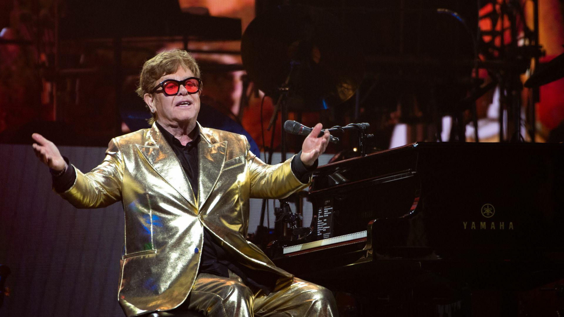 Elton John performs at Glastonbury Festival 2023.