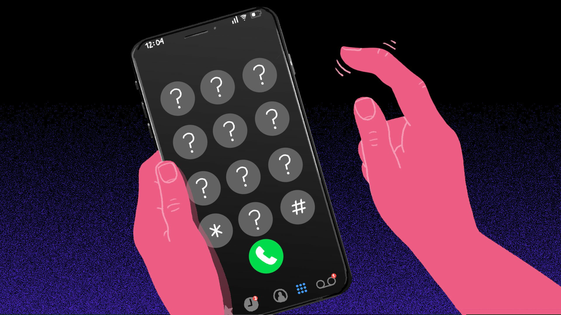 An illustration of hands typing on a phone.