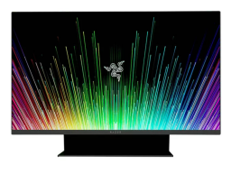 flat gaming monitor with rainbow ray screen saver 