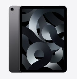 iPad in Space Gray with grey design on screen