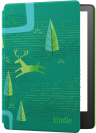 Kindle Paperwhite Kids with a green cover that has a deer and trees on it.