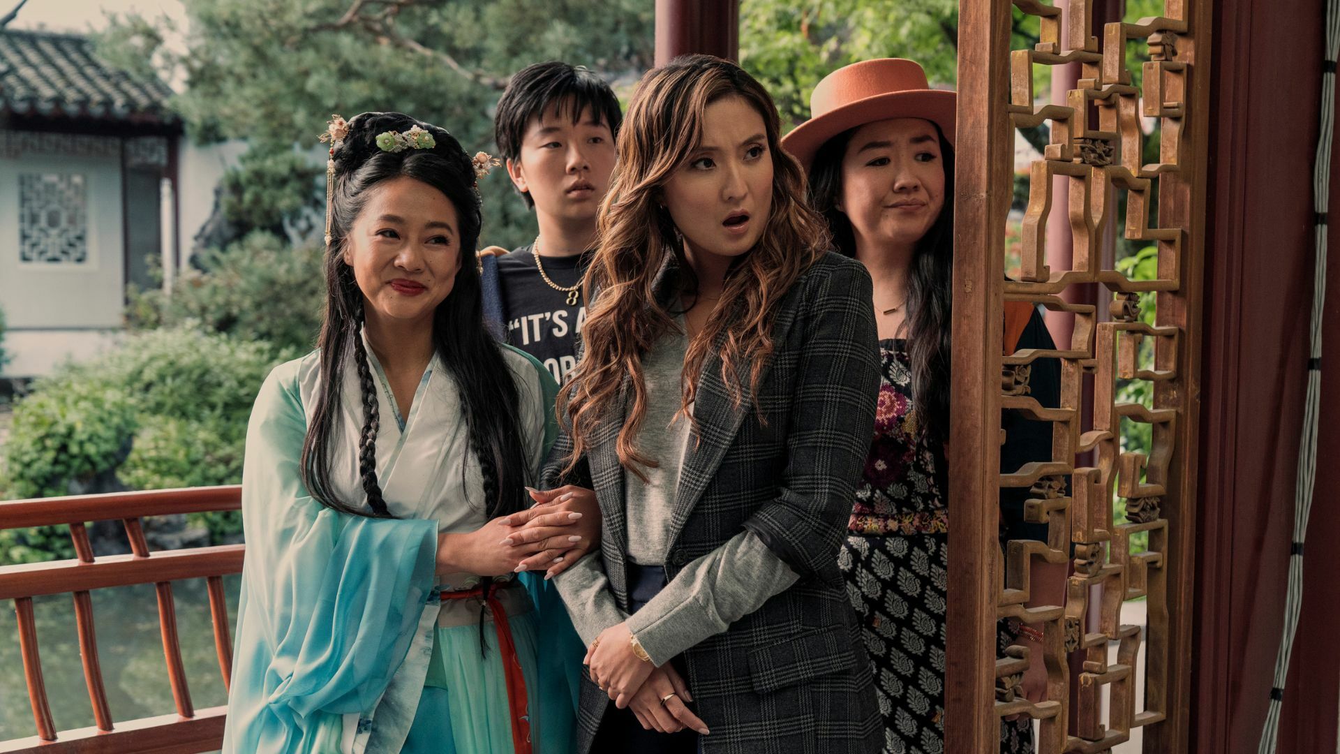 Stephanie Hsu, Sabrina Wu, Ashley Park, and Sherry Cola star as four friends in 