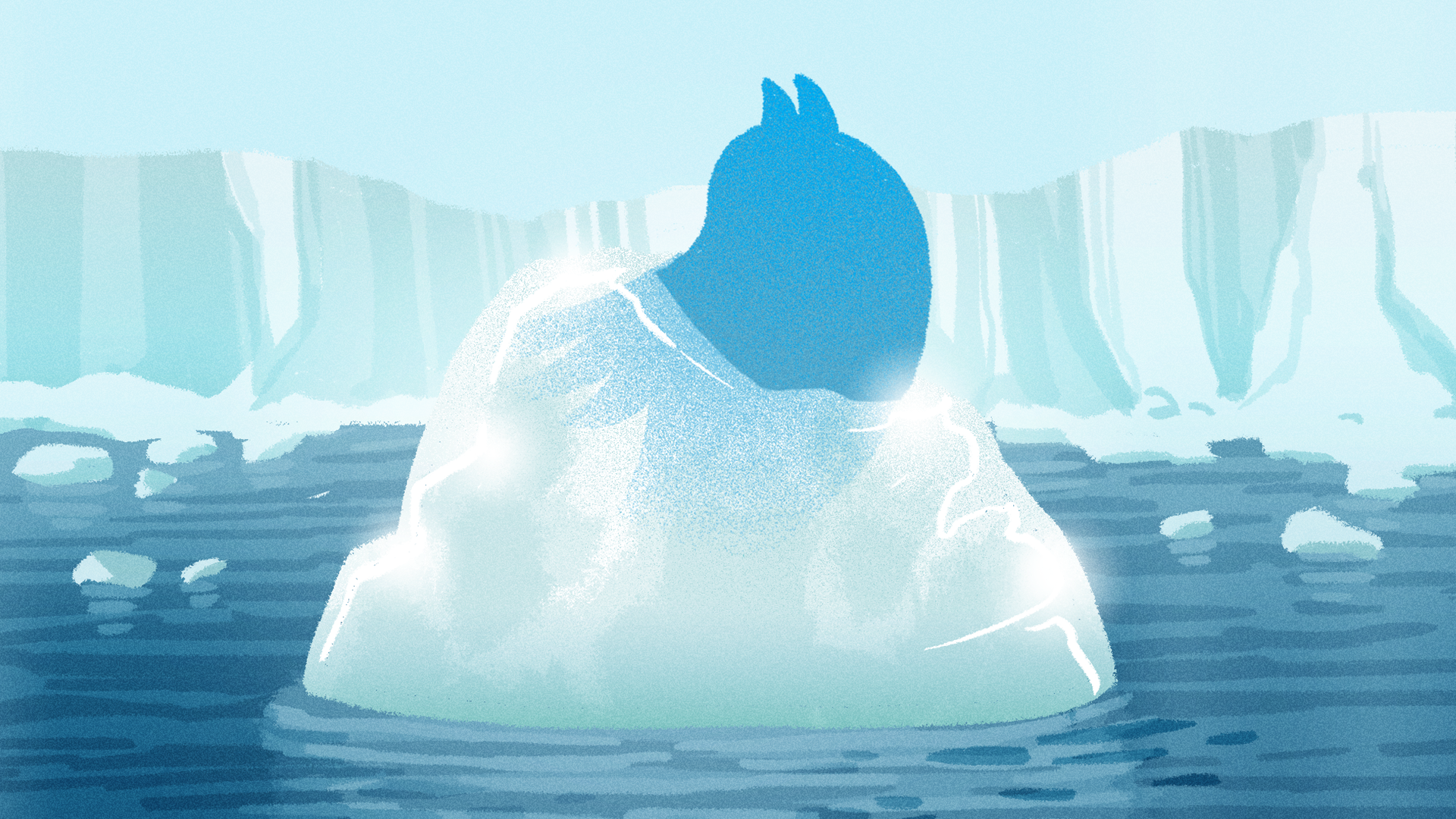 the Twitter logo frozen polar ice