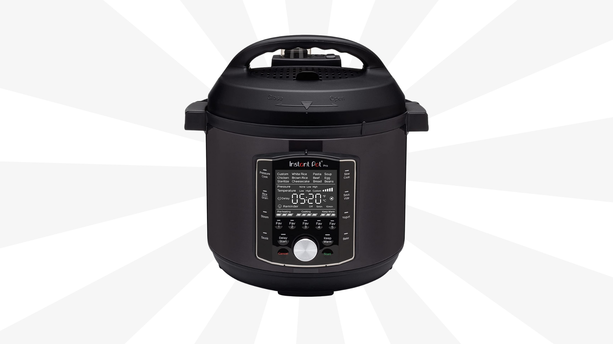 instant pot pro against a gray background 