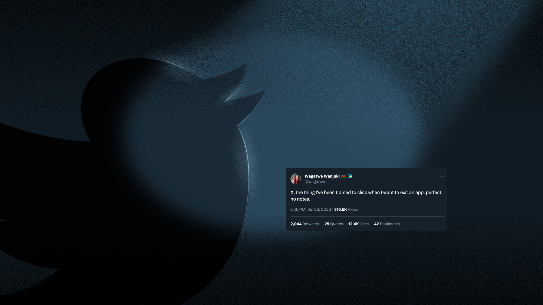 illustration of twitter bird and tweet about x rebrand