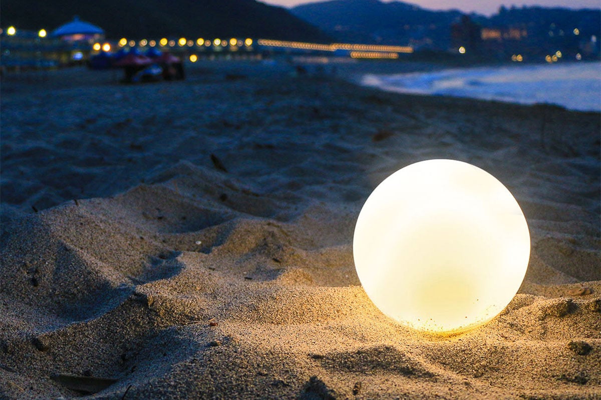 waterproof sphere light on sand