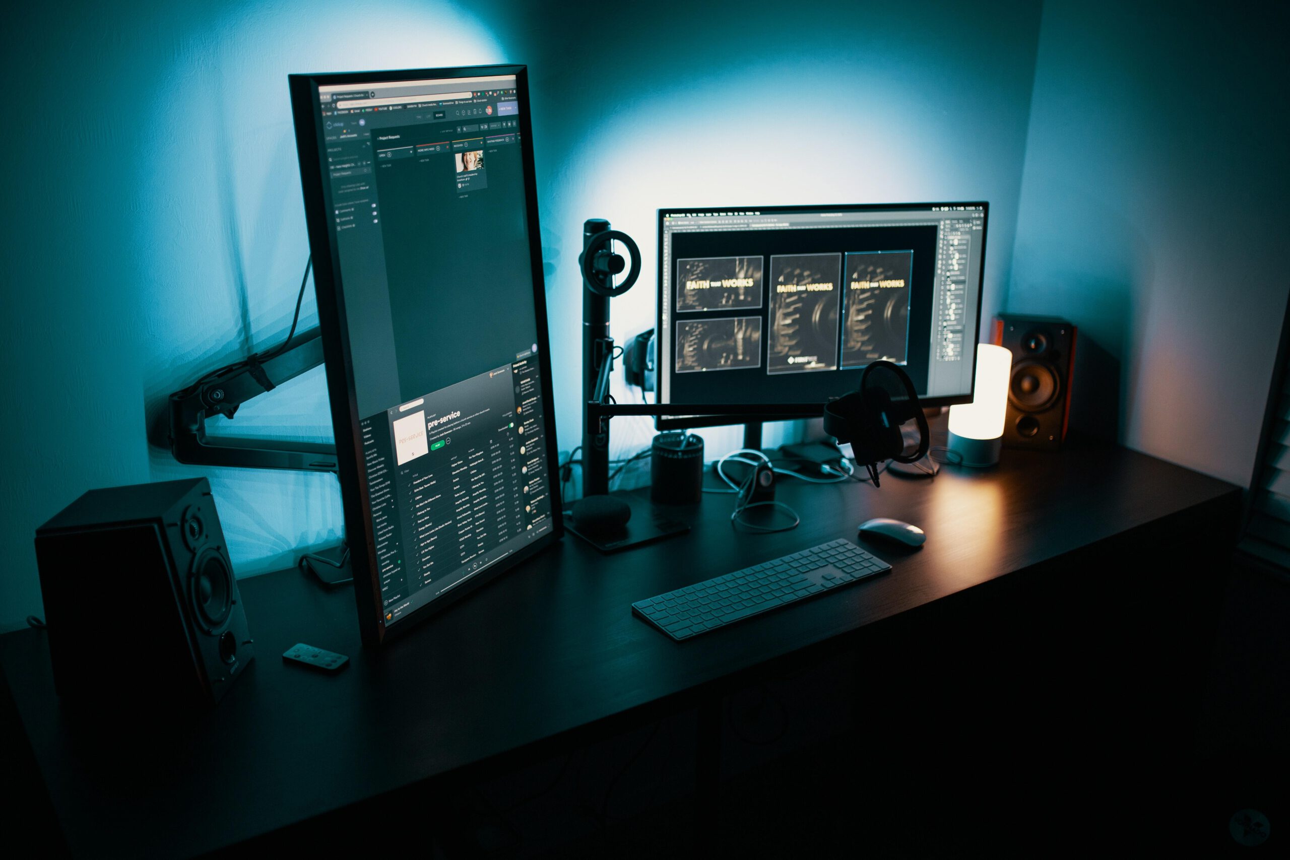 Monitors and PC on desk