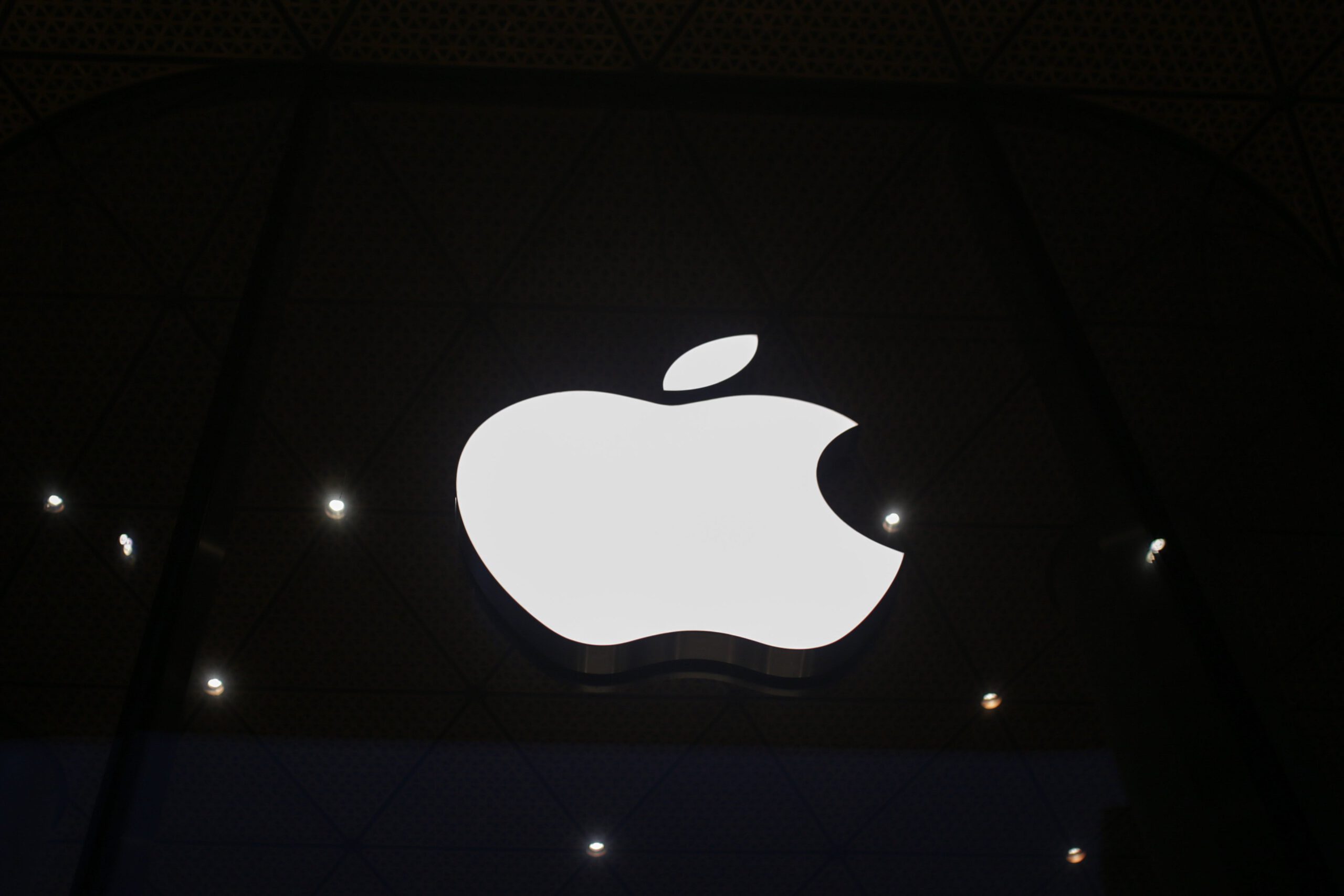 apple logo on black background