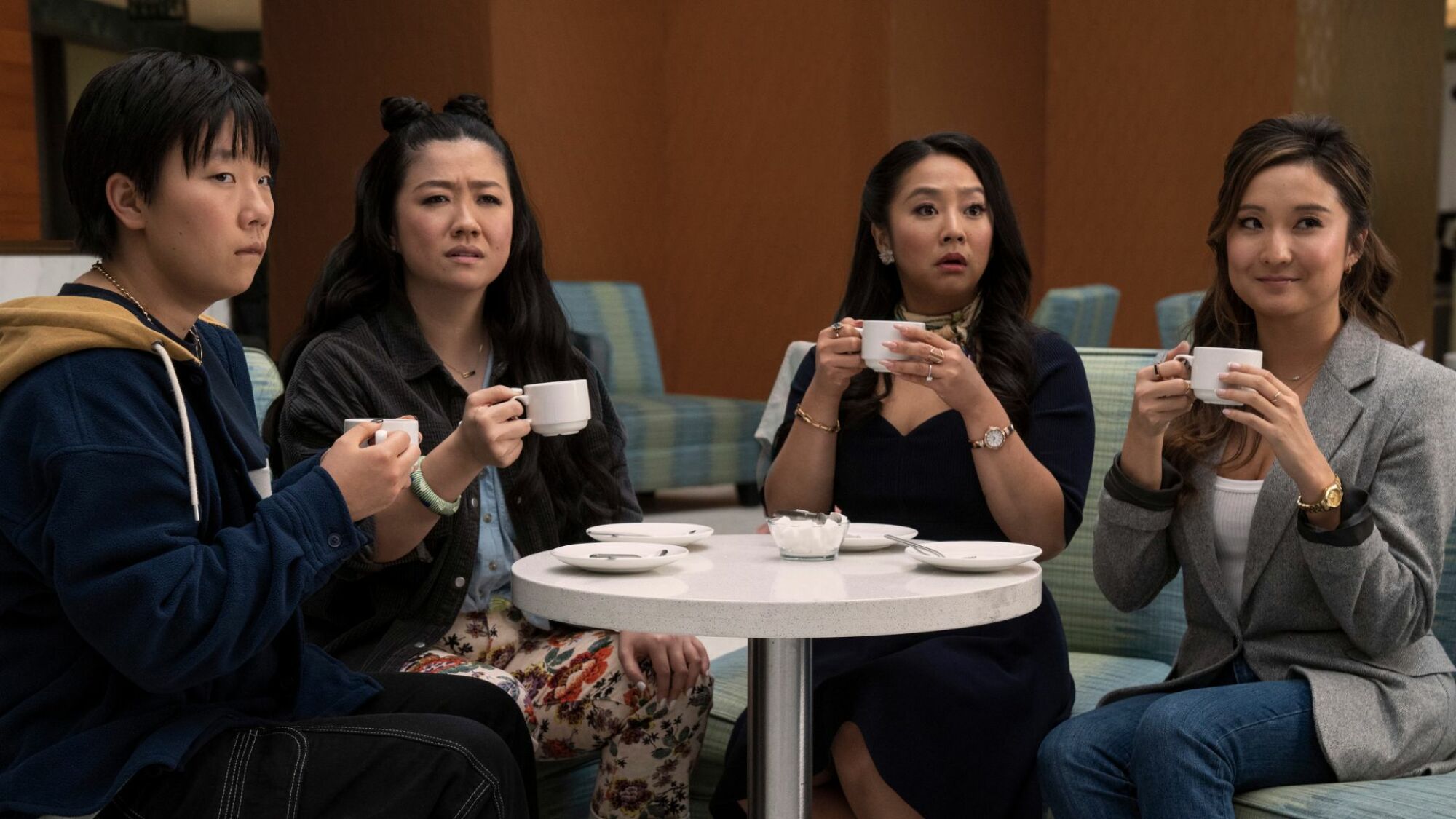 Sabrina Wu, Sherry Cola, Stephanie Hsu, and Ashley Park in "Joy Ride." 