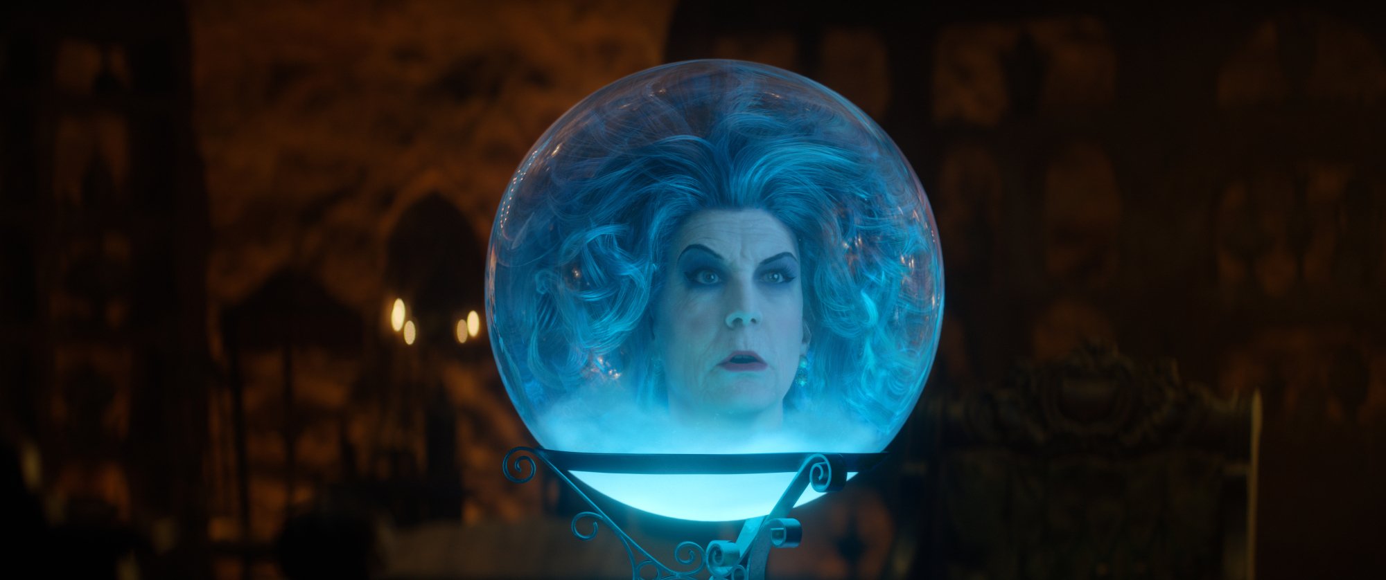 Jamie Lee Curtis as Madame Leota in Disney's live-action HAUNTED MANSION.