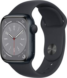 Black apple watch series 8 with black band