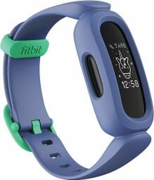 Fitbit Ace 3 with a purplish-blue band over a white background