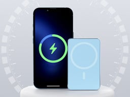 smartphone and blue wireless charger