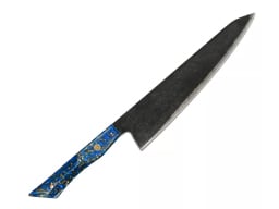 chef knife with blue handle