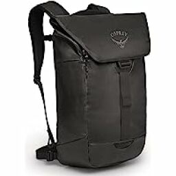 Osprey Transporter Flap Backpack in a dark shade over a white background