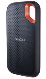 sandisk portable extrenal drive with orange room for keychain or clip