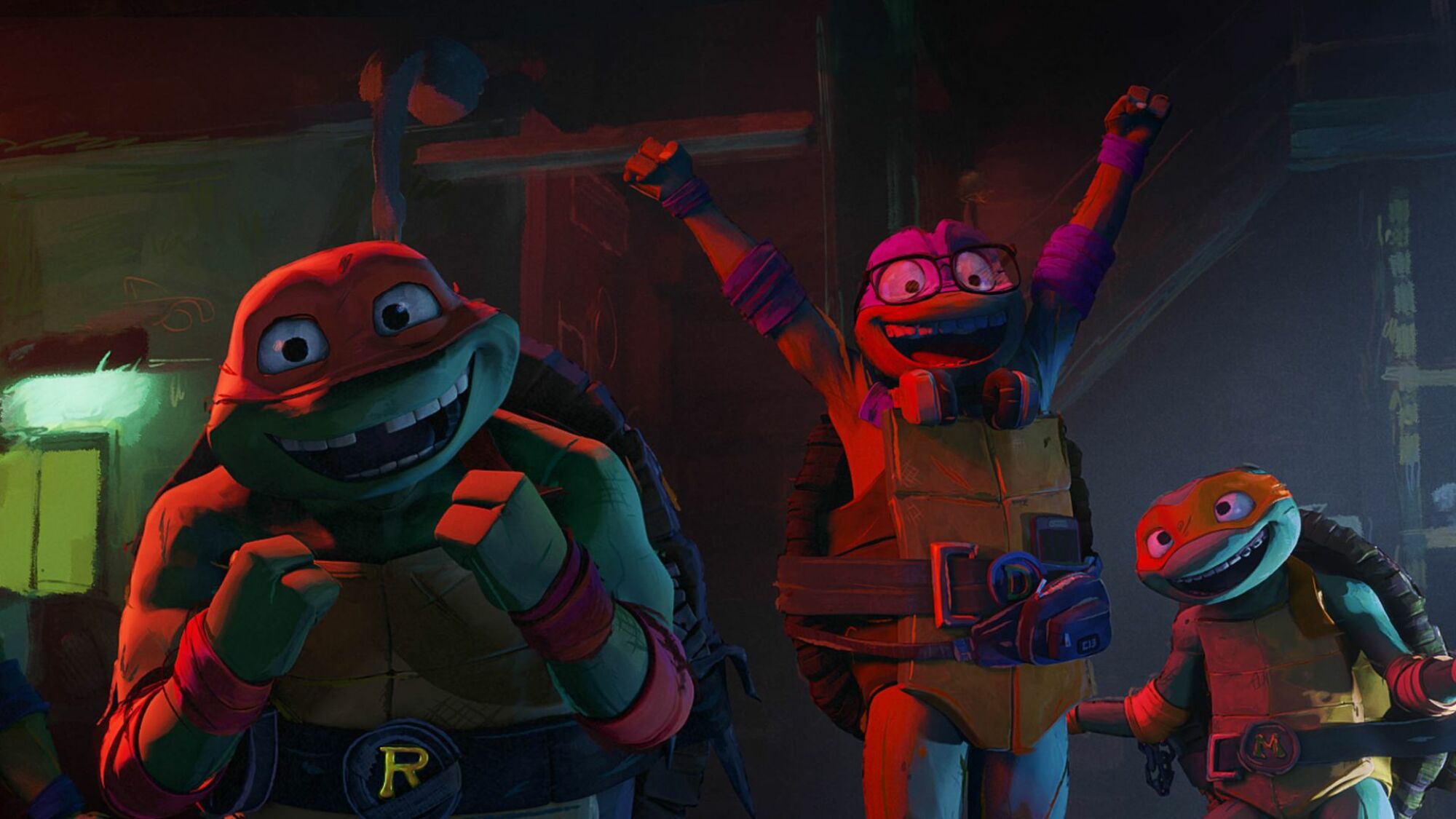The turtles in "Teenage Mutant Ninja Turtles: Mutant Mayhem"