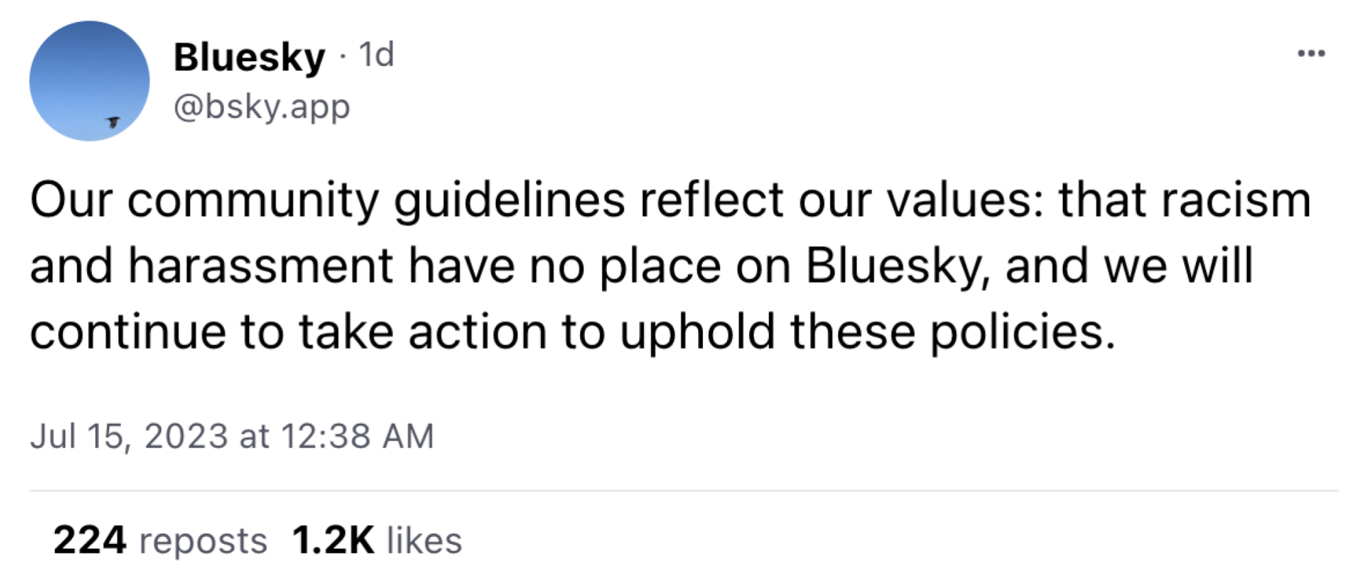 Bluesky public statement