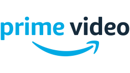 White background with blue text reading "Prime Video." 