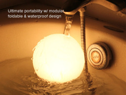 sphere light under a faucet