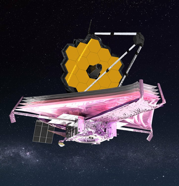 An artist's illustration of the James Webb Space Telescope as it orbits 1 million miles from Earth.