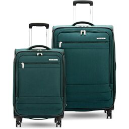 Samsonite Aspire DLX Softside Expandable Luggage set in a dark green shade over a white background