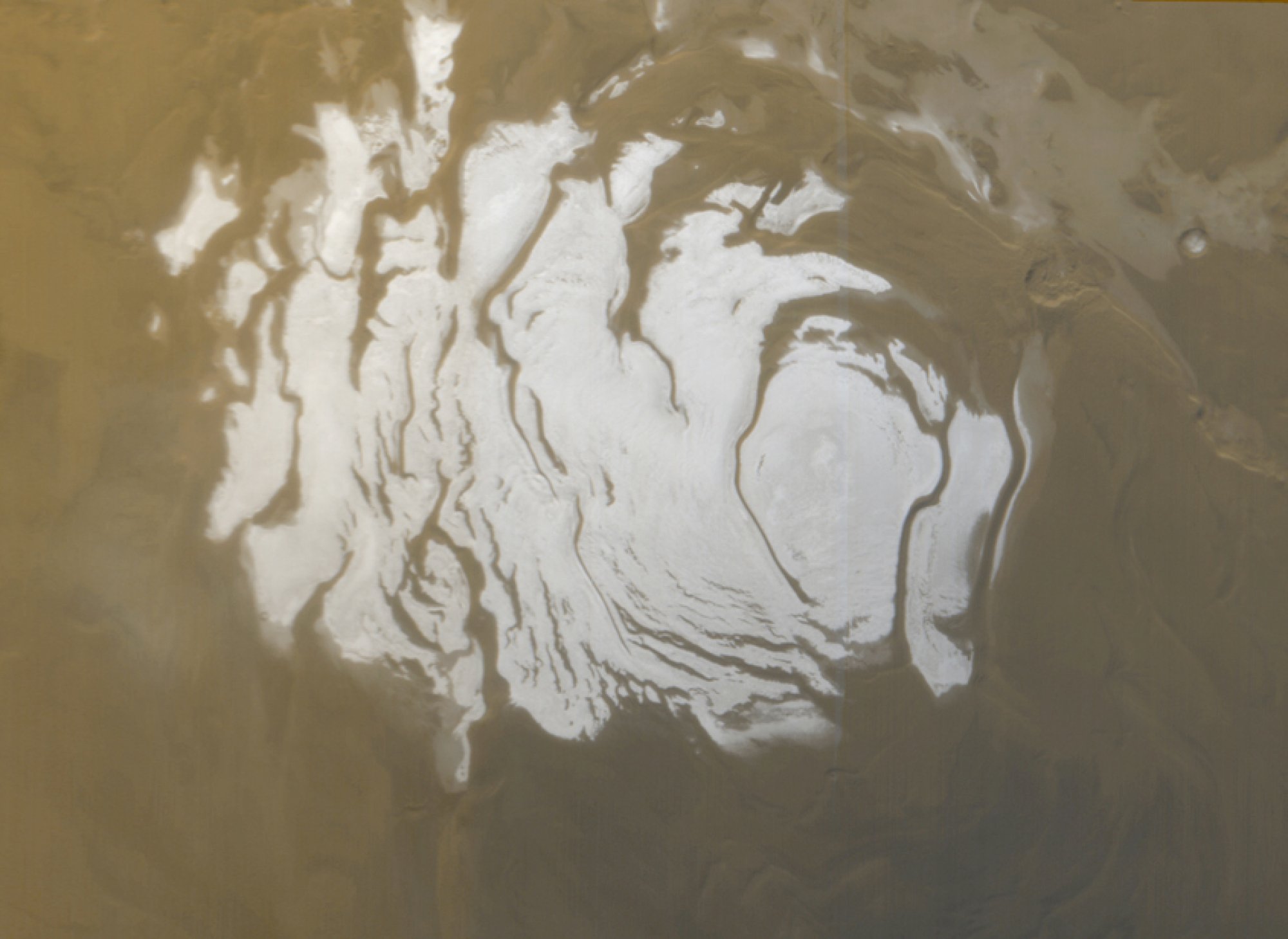 Mars Orbiter studying south polar ice cap