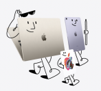 Apple Back to School sale illustration with a MacBook, iPad, and gift card drawn