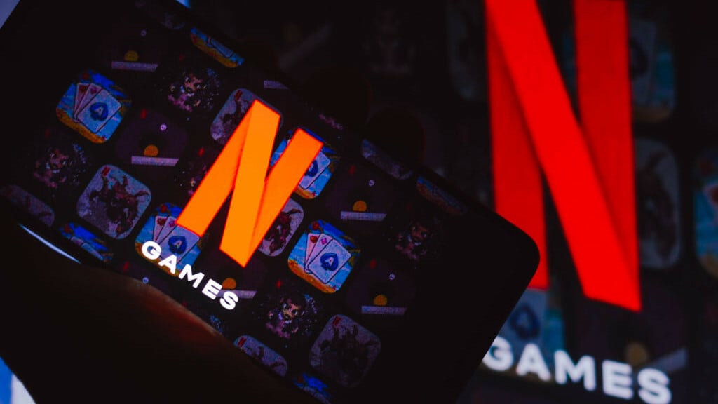 The Netflix Games logo seen displayed on a smartphone.