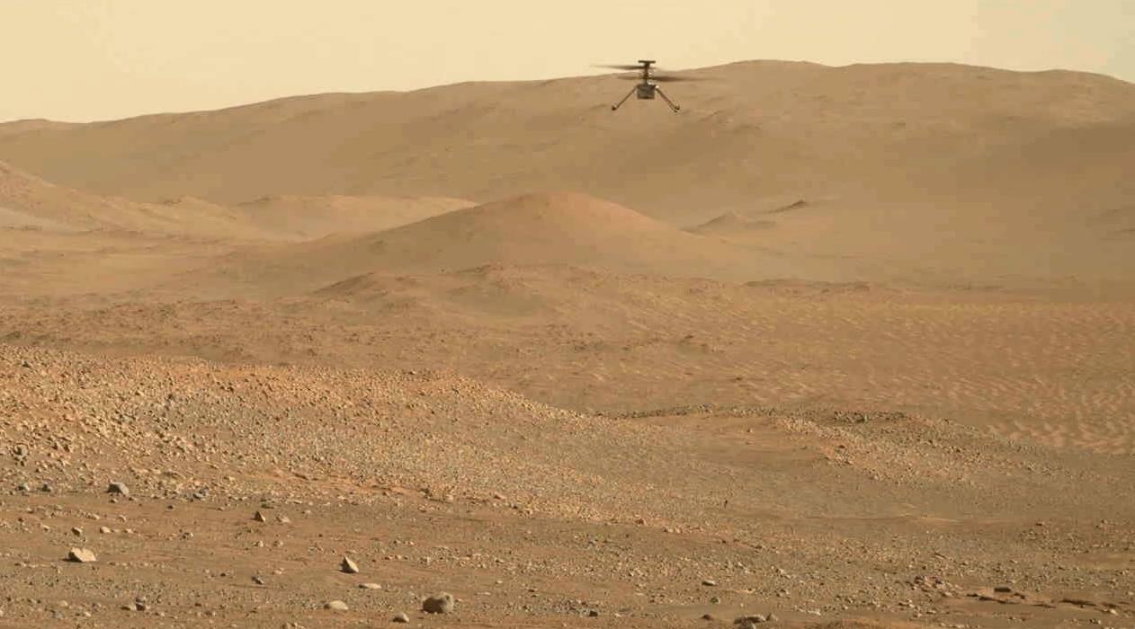 NASA's Perseverance rover filmed the Ingenuity helicopter during its 54th flight.