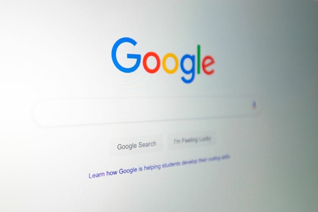The Google logo is seen on a computer in this photo illustration.