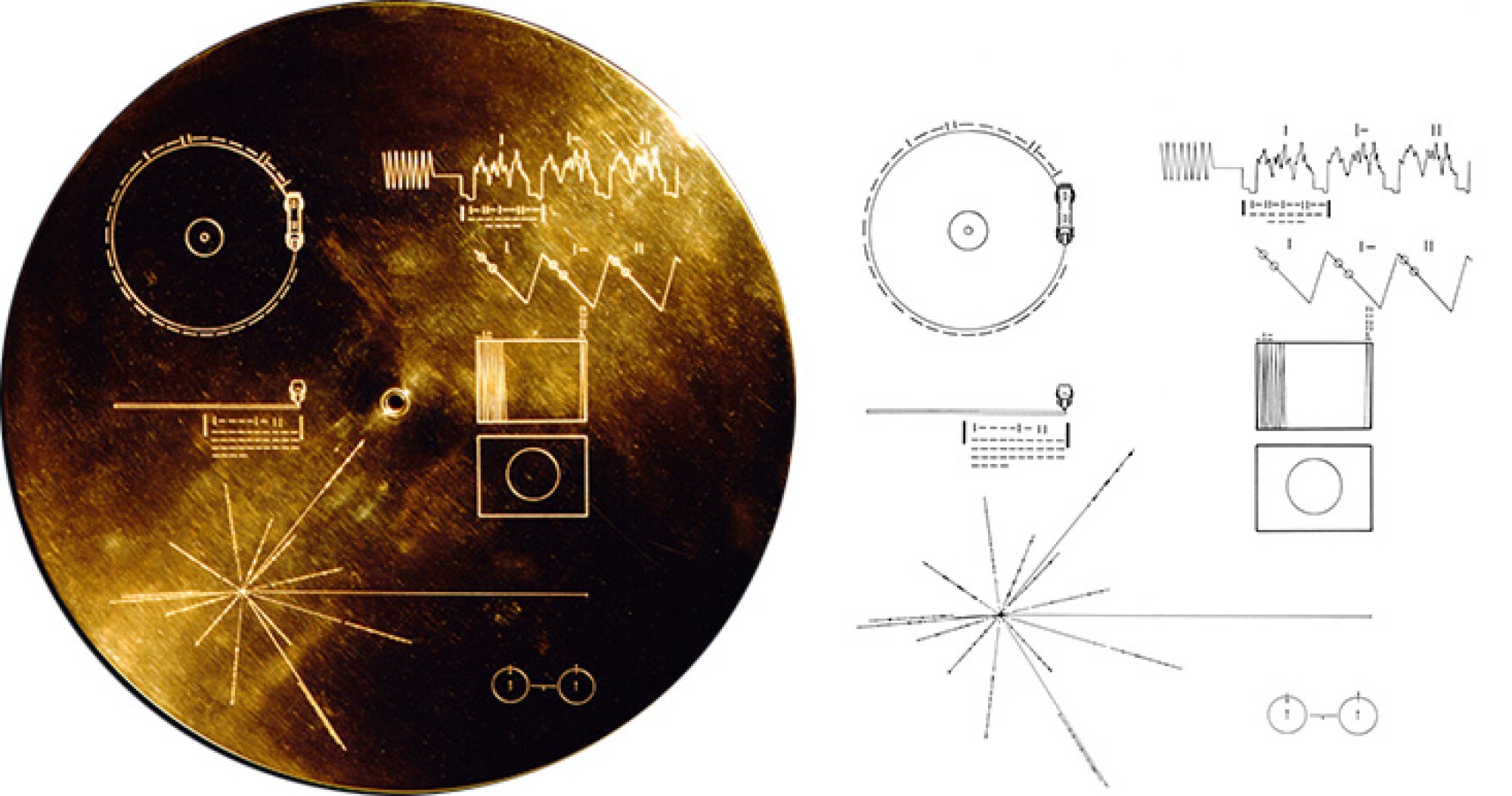 The Voyagers' golden record along with instructions.