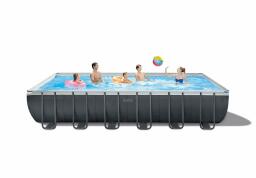 INTEX 26355EH Ultra XTR above-ground swimming pool with people playing ball inside it 