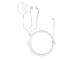 three in one charging cable in white