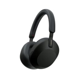 Sony WH-1000XM5 noise-canceling headphones in black, over a white background