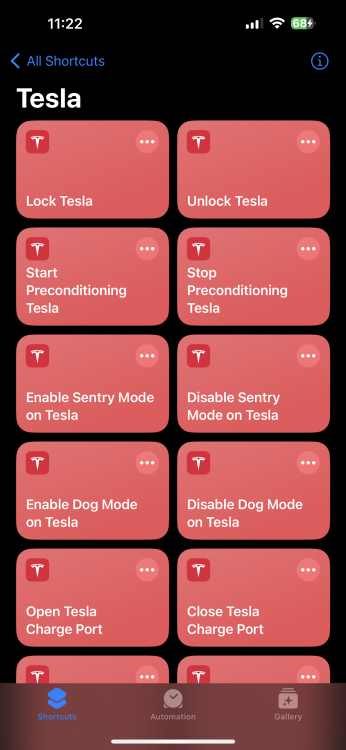 Apple Tesla Shortcuts