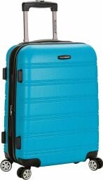 Rockland spinner wheel bag in a turquoise color over a white background