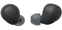 set of black wireless earbuds