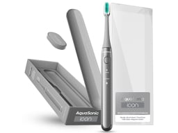 AquaSonic toothbrush and case in silver