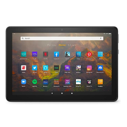 Amazon Fire HD 10 tablet on white background