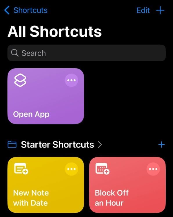 Shortcuts app 
