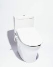 The TUSHY Ace electric bidet seat installed on a white toilet